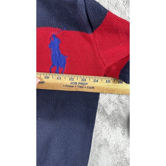 Ralph Lauren Boys’ Quarter-Zip Sweater - Red and Navy Big Pony - Size 8 - Picture 6 of 12